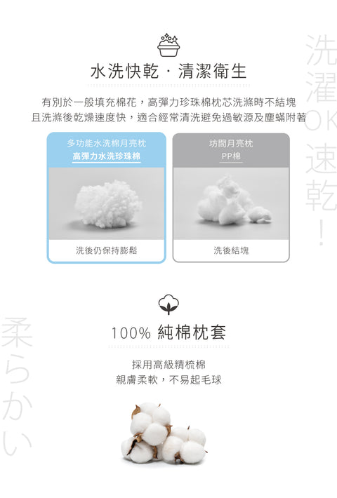 Combi康貝 多功能水洗棉月亮枕套（替換枕頭套，不含枕芯）