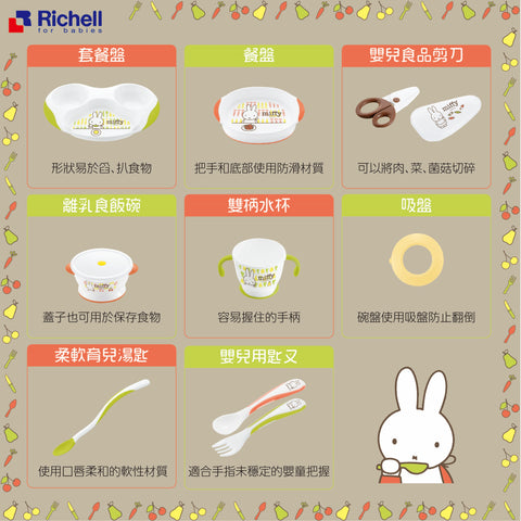 Richell Miffy米飛豪華餐具禮盒