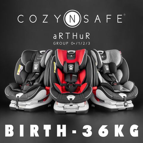 CozynSafe安可仕亞瑟王0-12歲汽座黑色－贈玩具【超值組】